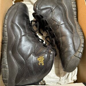 Jordan Black Sneakers with Gold NYC Detail